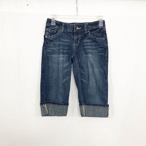 Mossimo Clam Digger Cuffed Jean Shorts, Size 3, Blue